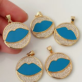 Pave blue lip charm