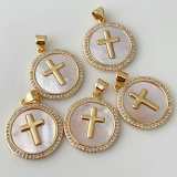 Cross shell round charm