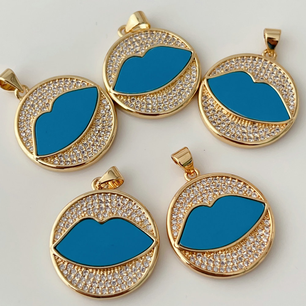 Pave blue lip charm