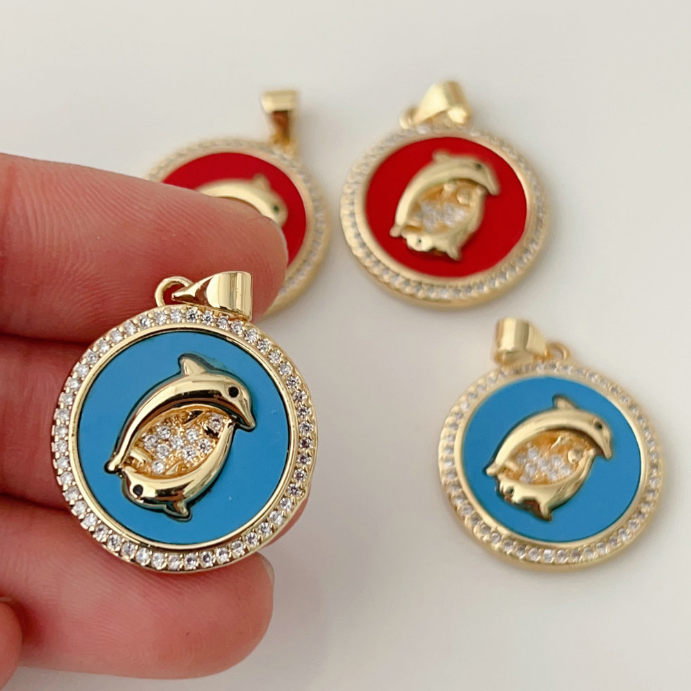 Dolphin round charm