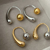 Metal moon ball earrings