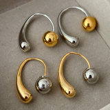 Metal moon ball earrings