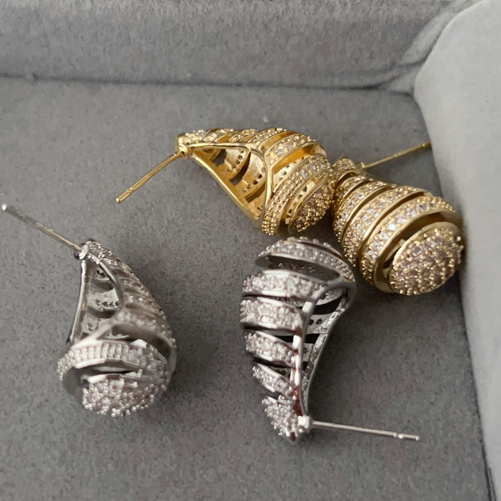 Pave twist water drop earrings