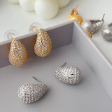 Pave zircon water drop earrings