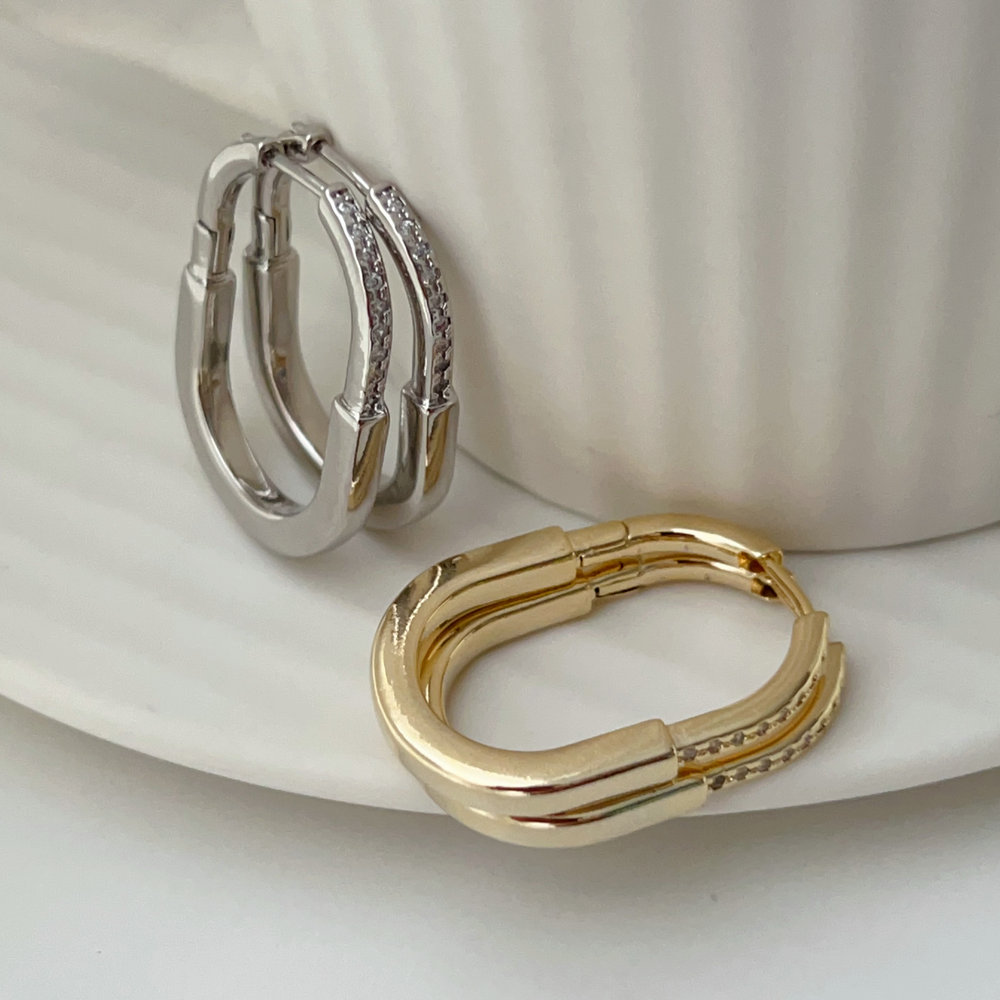 Pave locker earrings