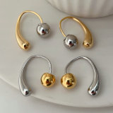 Metal moon ball earrings