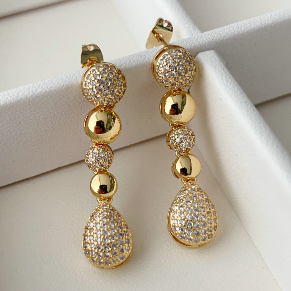 Pave drop earrings