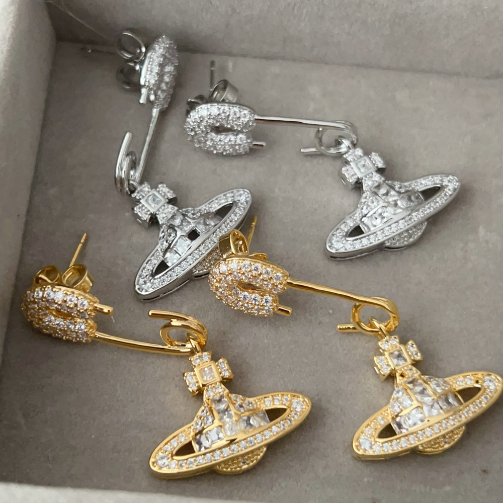 Pave pin earrings