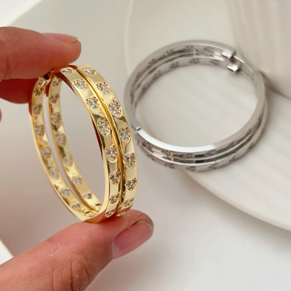Pave heart hoop