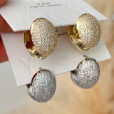 Pave egg ball earrings