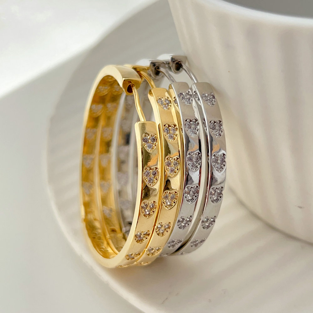 Pave heart hoop