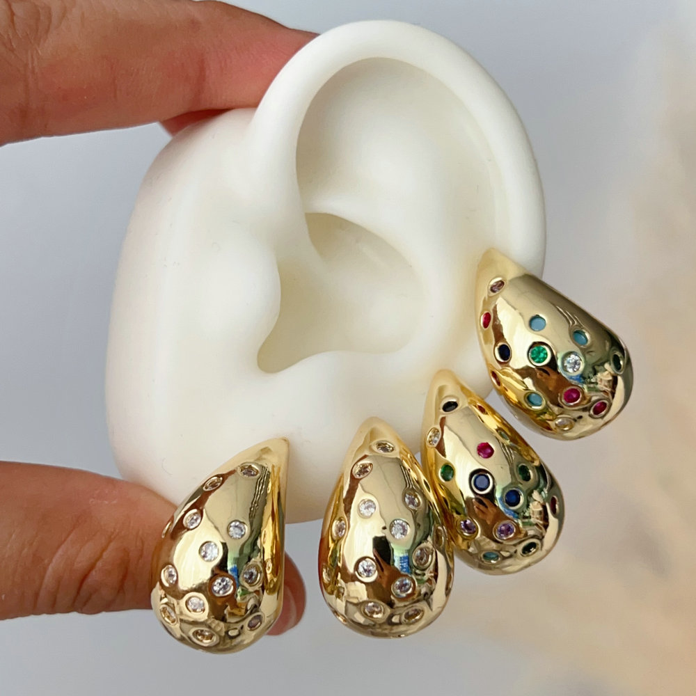 Pave water drop earrings
