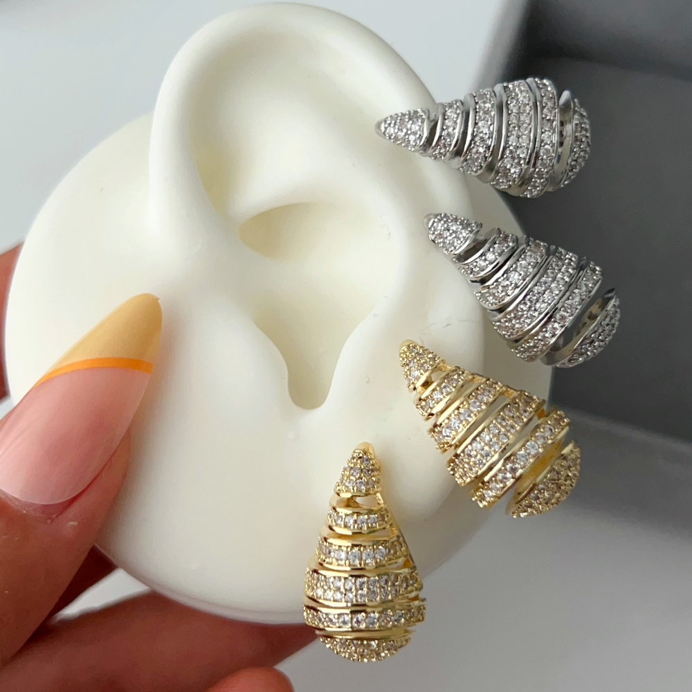 Pave twist water drop earrings