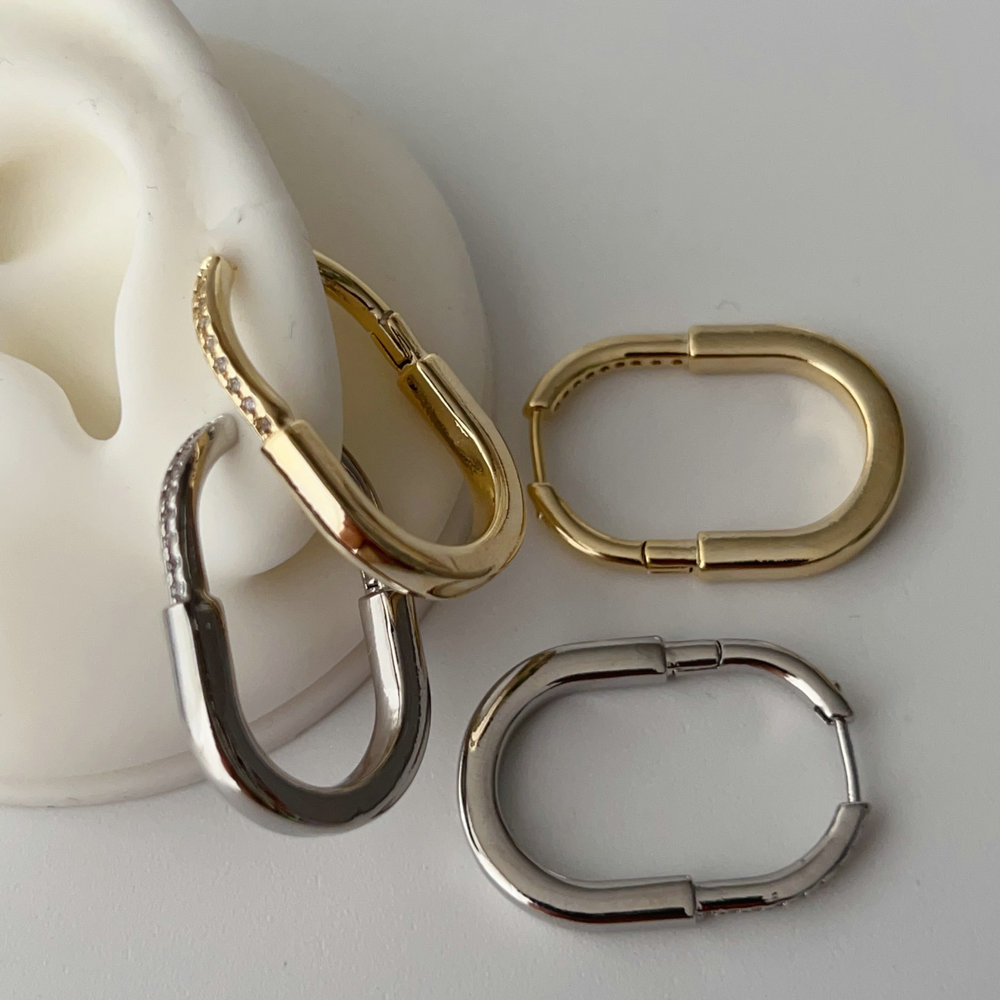 Pave locker earrings