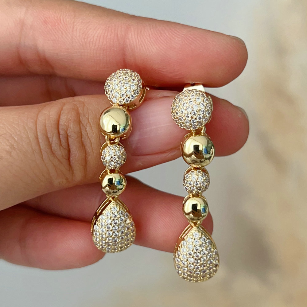 Pave drop earrings