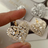 Pave heart earrings