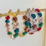 Pave colorfful heart hoop