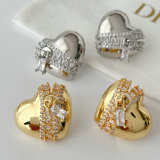 Pave heart earrings