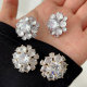 Pave zircon flower earrings