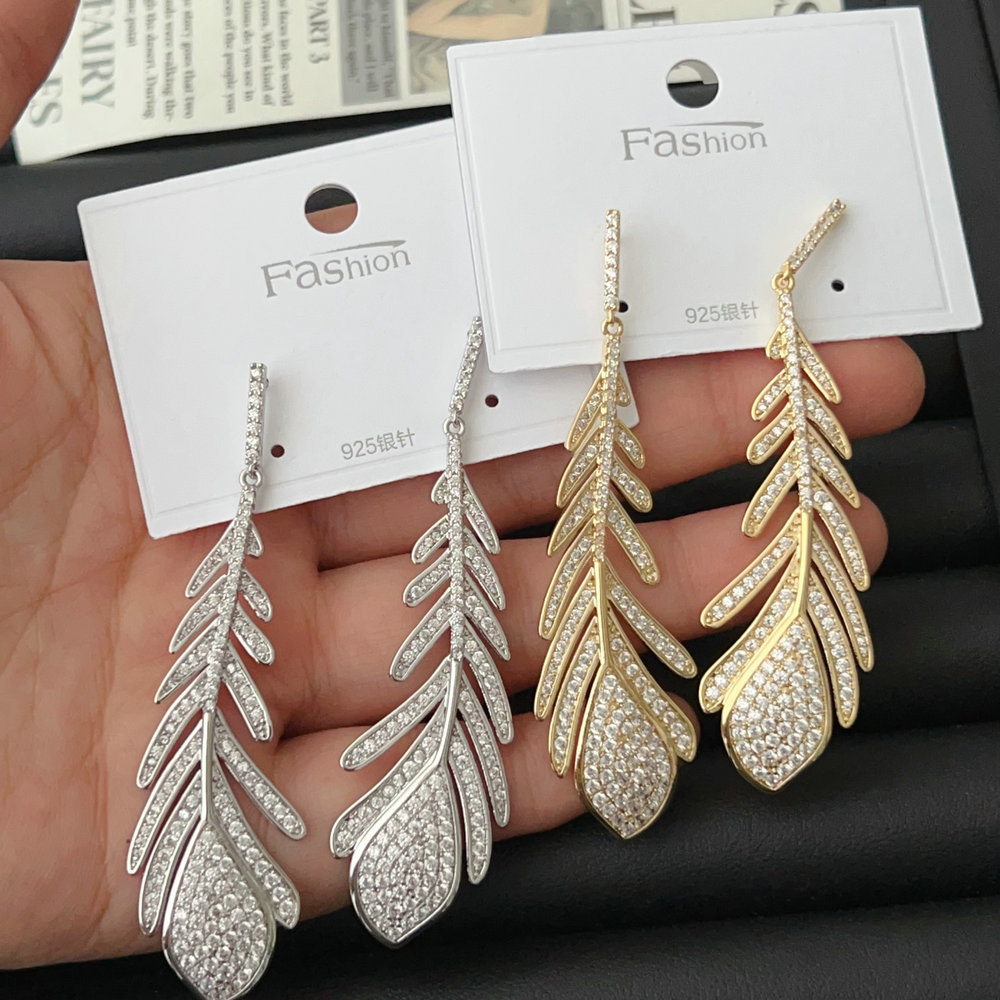 Pave leaf earrings