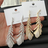 Pave leaf earrings
