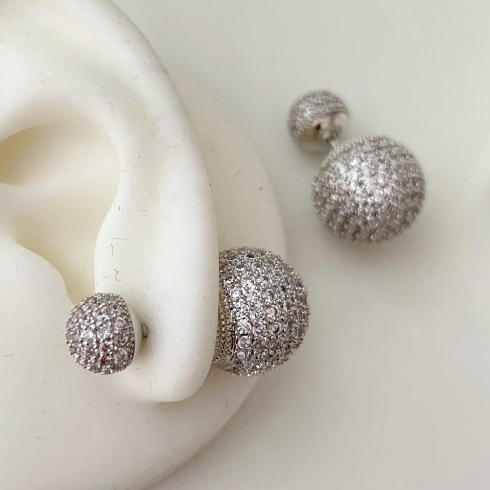 Pave ball earrings