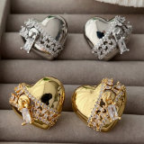 Pave heart earrings