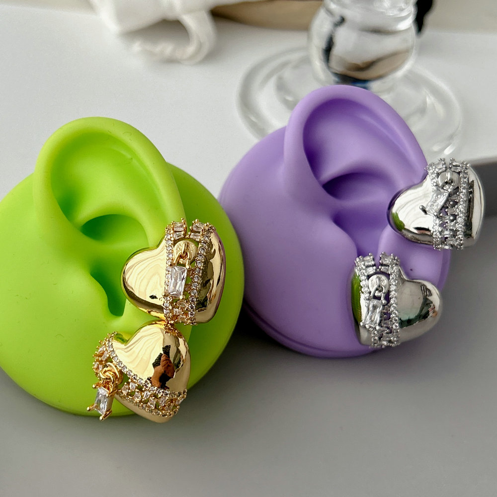 Pave heart earrings