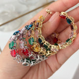 Pave colorfful heart hoop