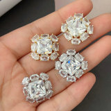 Pave zircon square earrings