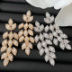 Pave crystal long tassel leaf earrings