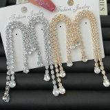 Pave crystal long tassel earrings