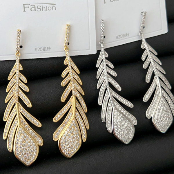 Pave leaf earrings