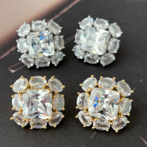 Pave zircon square earrings