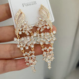 Long pave zircon earrings