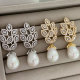 Leaf pearl earrings