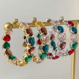 Pave colorfful heart hoop