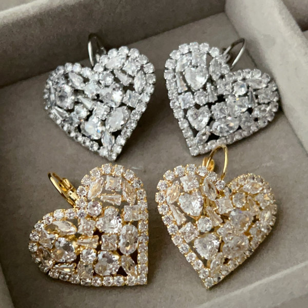 Pave heart earrings