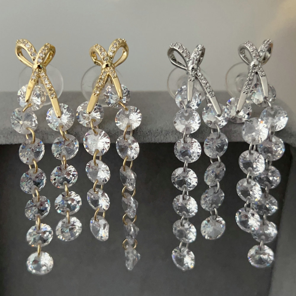 zircon tassel earrings