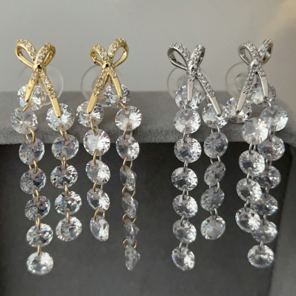 zircon tassel earrings