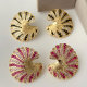 Pave fan earrings