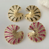 Pave fan earrings