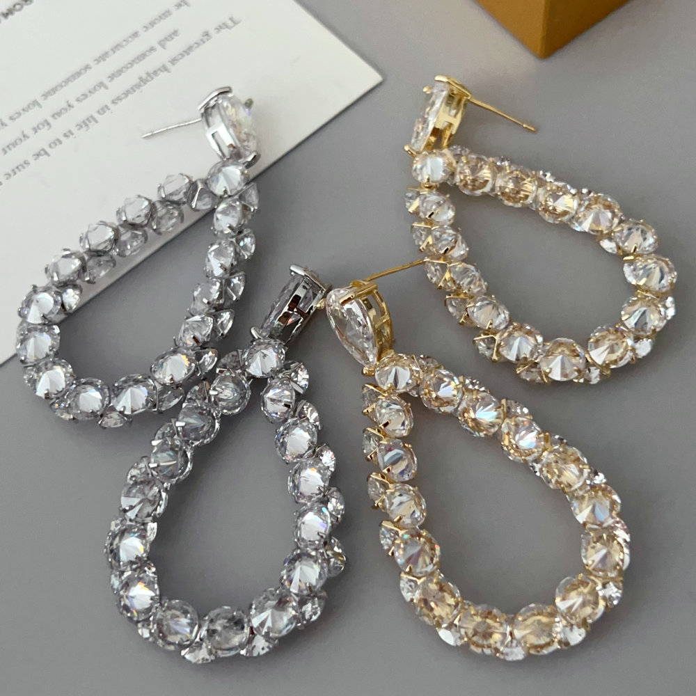 Pave water drop earrings