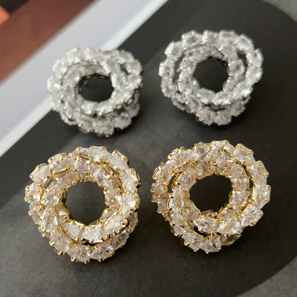 Pave crystal twist earrings