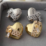 Pave heart earrings