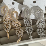 Long pave zircon earrings