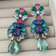 Blue Pave zircon flower earrings