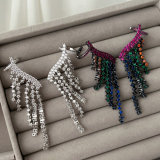 Pave zircon tassel earrings