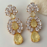 Yellow zircon flower earrings