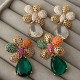 Pave flower earrings